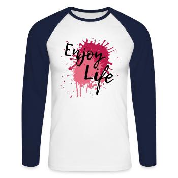 Splash Enjoy Life Red Pink Color Splash Gift - Unisex Long Sleeve Baseball T-Shirt - white/navy - Front - Nik (191cm)