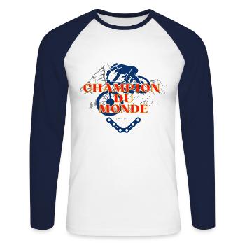 Champion vtt autocollant - T-shirt baseball manches longues Homme - blanc/marine - Devant - Nik (191cm)