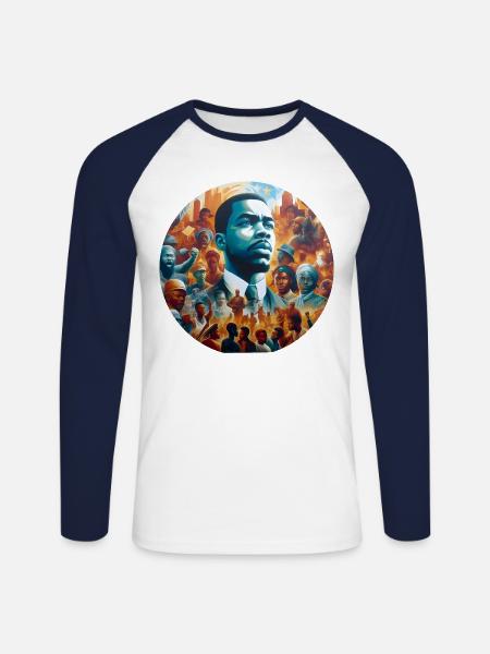 Widerstandsfähigkeit im Afro-Stil - Unisex Baseballshirt langarm - Weiß/Navy