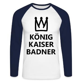 Die Hoheit aus dem Badnerland - Unisex Baseballshirt langarm - Weiß/Navy - Vorne - Nik (191cm)
