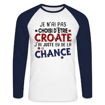 Croate Croatie Europe Cadeau Pays Humour Dubrovnik - T-shirt baseball manches longues Homme - blanc/marine - Devant - Nik (191cm)