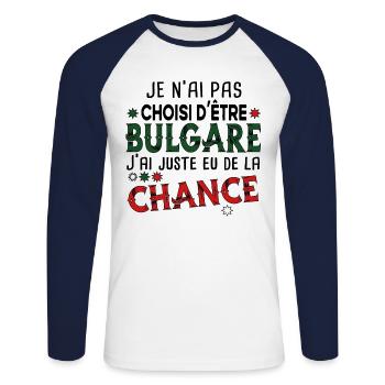Bulgare Bulgarie Europe Cadeau Pays Humour - T-shirt baseball manches longues Homme - blanc/marine - Devant - Nik (191cm)