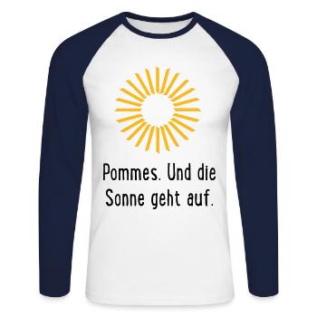 Frites - T-shirt baseball manches longues Homme - blanc/marine - Devant - Nik (191cm)