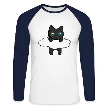 Cadeau mignon d'ami de chat de chat noir - T-shirt baseball manches longues Homme - blanc/marine - Devant - Nik (191cm)