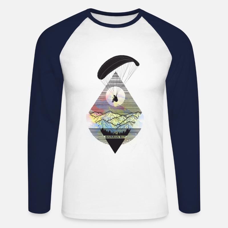Gleitschirm Pyramid - Unisex Baseballshirt langarm - Weiß/Navy