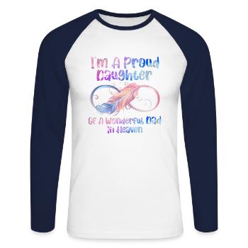 Je suis une fille fière d'un papa merveilleux au paradis - T-shirt baseball manches longues Homme - blanc/marine - Devant - Nik (191cm)