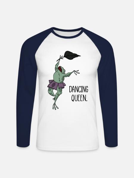 Dancing Queen Frog Dance Ballet - Unisex Long Sleeve Baseball T-Shirt - white/navy