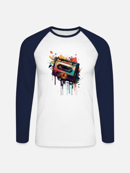 Retro Mixtape - Unisex Baseballshirt langarm - Weiß/Navy
