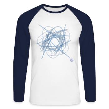 fleur - T-shirt baseball manches longues Homme - blanc/marine - Devant - Nik (191cm)