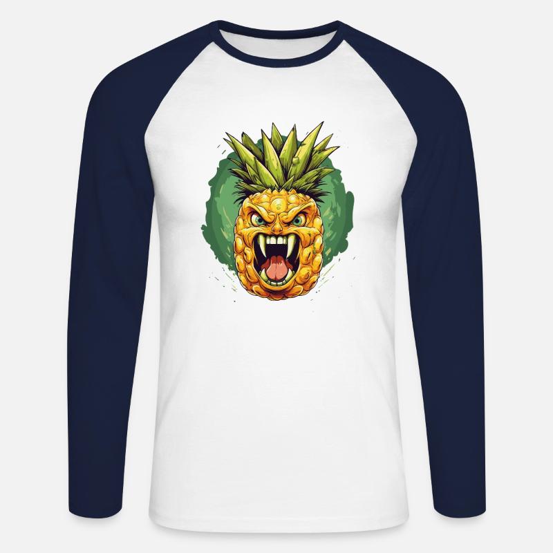 Ananas Vampir - Unisex Baseballshirt langarm - Weiß/Navy