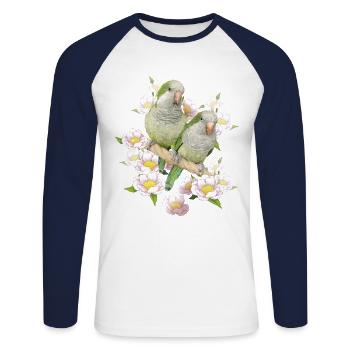 Argentine Parakeet - Unisex Long Sleeve Baseball T-Shirt - white/navy - Front - Nik (191cm)