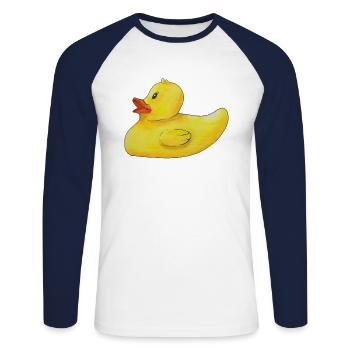 Squeaky Duck Bathing Duck Rubber Duck Cute Duck - Unisex Long Sleeve Baseball T-Shirt - white/navy - Front - Nik (191cm)