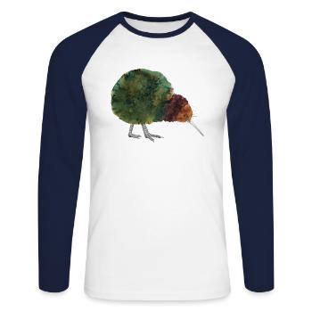 Kiwi Vogel Neuseeland Apterygidae Vogelfan Maori - Unisex Baseballshirt langarm - Weiß/Navy - Vorne - Nik (191cm)