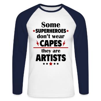Some heroes don't wear capes, they're artists - Unisex Long Sleeve Baseball T-Shirt - white/navy - Front - Nik (191cm)
