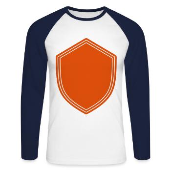 Blason vide bouclier - T-shirt baseball manches longues Homme - blanc/marine - Devant - Nik (191cm)