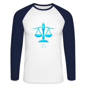 Wave - Unisex Long Sleeve Baseball T-Shirt - white/navy - Front - Nik (191cm)