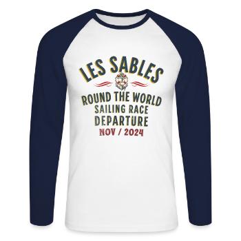 Les Sables round the world sailing race blc - T-shirt baseball manches longues Homme - blanc/marine - Devant - Nik (191cm)