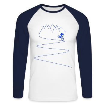Mountainbike MTB Mountainbiker Fahrrad Bike - Unisex Baseballshirt langarm - Weiß/Navy - Vorne - Nik (191cm)