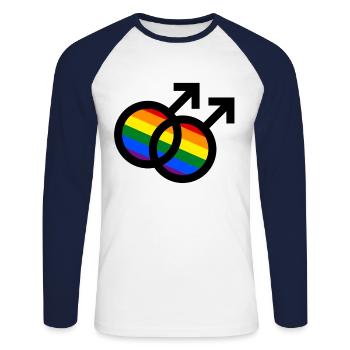Gay Symbole Gay Gay Cadeau Drapeau Gay - T-shirt baseball manches longues Homme - blanc/marine - Devant - Nik (191cm)