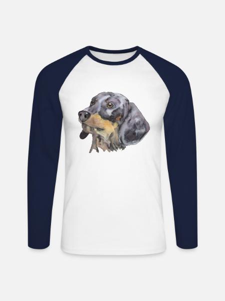 dachshund - Unisex Long Sleeve Baseball T-Shirt - white/navy