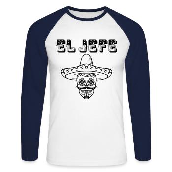 the boss, El Jefe, El boss - Unisex Long Sleeve Baseball T-Shirt - white/navy - Front - Nik (191cm)
