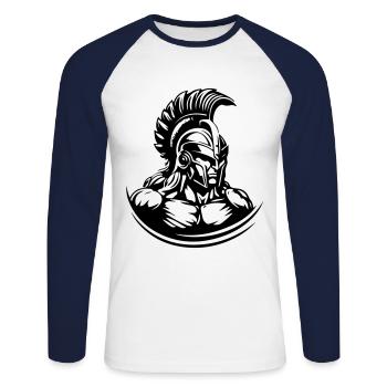 Spartan Warrior Gladiator Muscles - Unisex Long Sleeve Baseball T-Shirt - white/navy - Front - Nik (191cm)