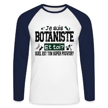 Botaniste Botanique Homme Cadeau Jardinier Jardin - T-shirt baseball manches longues Homme - blanc/marine - Devant - Nik (191cm)