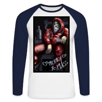 bad santa - Unisex Baseballshirt langarm - Weiß/Navy - Vorne - Nik (191cm)