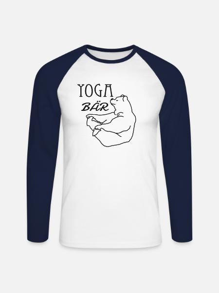Yoga Bär - Unisex Baseballshirt langarm - Weiß/Navy