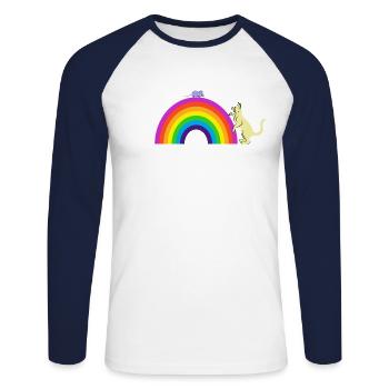 Kidcore Cat and Mouse Rainbow Gift Idea - Unisex Long Sleeve Baseball T-Shirt - white/navy - Front - Nik (191cm)