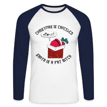 anti noel - T-shirt baseball manches longues Homme - blanc/marine - Devant - Nik (191cm)