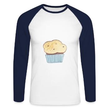 Cupcake - T-shirt baseball manches longues Homme - blanc/marine - Devant - Nik (191cm)