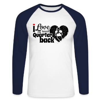 I love my sweet Quarterback - Unisex Baseballshirt langarm - Weiß/Navy - Vorne - Nik (191cm)
