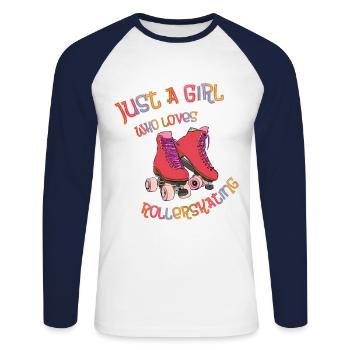 Roller Roller - Just A Girl Who Loves Roller Patinage - T-shirt baseball manches longues Homme - blanc/marine - Devant - Nik (191cm)