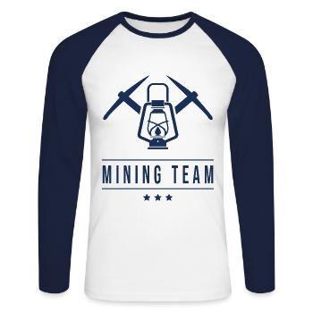 Mining Team Miner Mine Bargarbeiter - Unisex Long Sleeve Baseball T-Shirt - white/navy - Front - Nik (191cm)