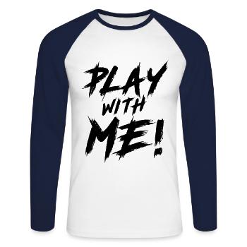 Play With Me! - T-shirt baseball manches longues Homme - blanc/marine - Devant - Nik (191cm)