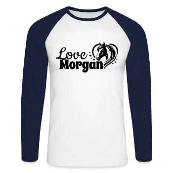 Morgan Love Heart Horse Head - Unisex Long Sleeve Baseball T-Shirt - white/navy - Front - Nik (191cm)