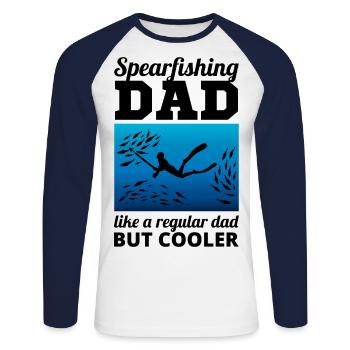 Pêche sous-marine Pêche sous-marine Papa Fête des Pères - T-shirt baseball manches longues Homme - blanc/marine - Devant - Nik (191cm)
