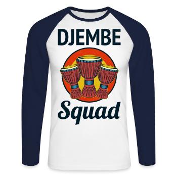 Djembe Squad Drummer Music Drum Musician - Unisex Long Sleeve Baseball T-Shirt - white/navy - Front - Nik (191cm)