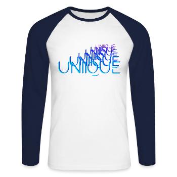 Unique - Unisex Baseballshirt langarm - Weiß/Navy - Vorne - Nik (191cm)