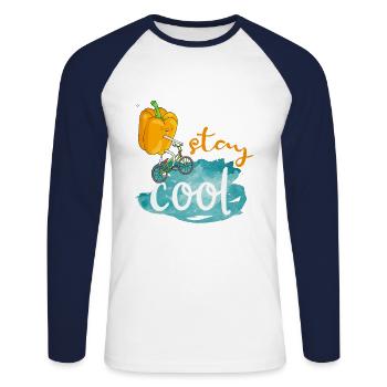 Stay Cool: Chilly Paprika Comic Character Figure - Unisex Long Sleeve Baseball T-Shirt - white/navy - Front - Nik (191cm)