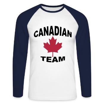 Kanadische Team - Unisex Baseballshirt langarm - Weiß/Navy - Vorne - Nik (191cm)