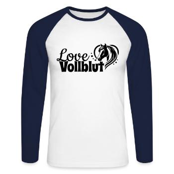 Thoroughbred Love Heart Horse Head - Unisex Long Sleeve Baseball T-Shirt - white/navy - Front - Nik (191cm)
