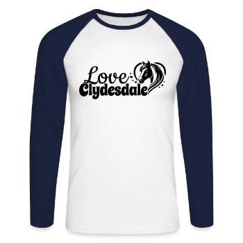Clydesdale Love Herz Pferdekopf - Unisex Baseballshirt langarm - Weiß/Navy - Vorne - Nik (191cm)