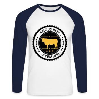 ANGUS BEEF PREMIUM appartient à tous les barbecues - T-shirt baseball manches longues Homme - blanc/marine - Devant - Nik (191cm)