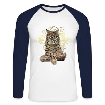 Luchs - Unisex Baseballshirt langarm - Weiß/Navy - Vorne - Nik (191cm)