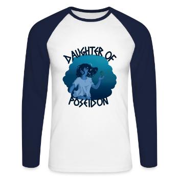 Tochter des Poseidon - Unisex Baseballshirt langarm - Weiß/Navy - Vorne - Nik (191cm)