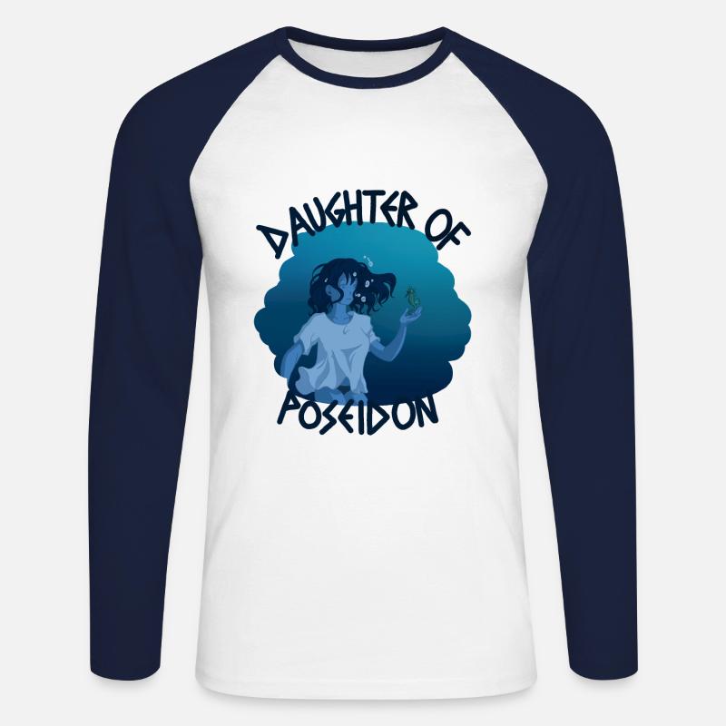Tochter des Poseidon - Unisex Baseballshirt langarm - Weiß/Navy