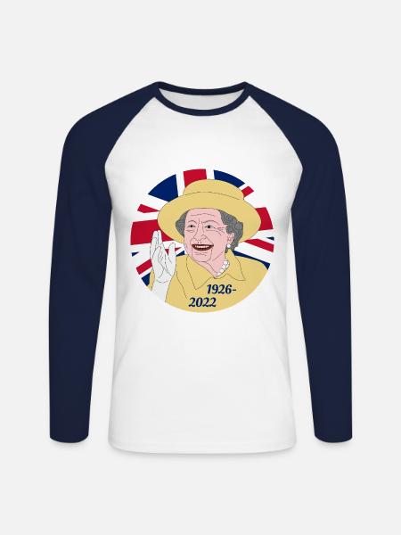Queen Elizabeth II - 1926-2022 - Unisex Long Sleeve Baseball T-Shirt - white/navy