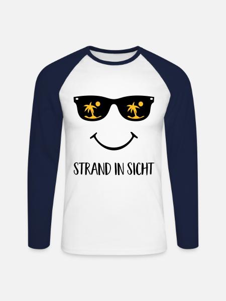 Strand in Sicht - Unisex Baseballshirt langarm - Weiß/Navy